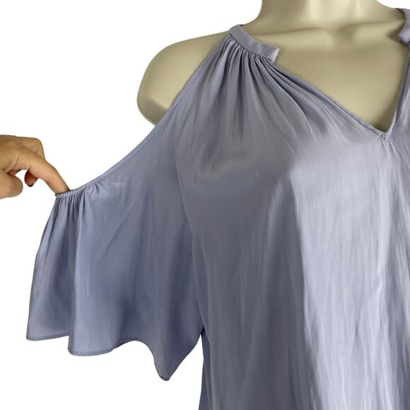 Ramy Brook Eileen Cold Shoulder Satin Mini Dress Light Blue Size S - Picture 7 of 12